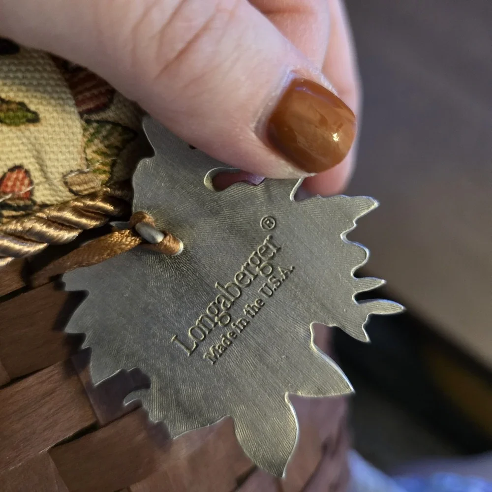 Longaberger‎ Sm Fruit Basket Set  Merlot Autumn Path Pewter Autumn Leaves Tie-On